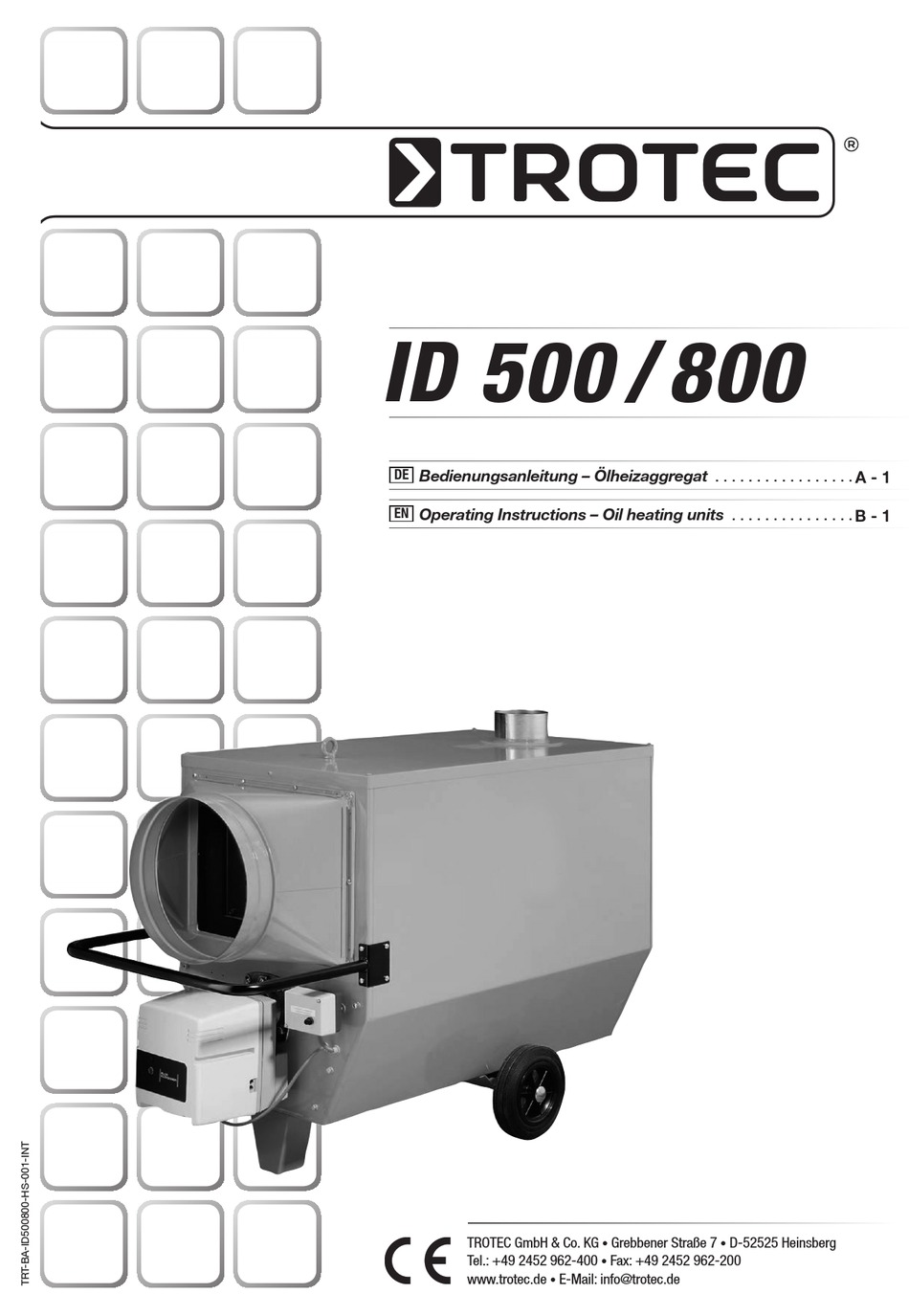 TROTEC ID 500 OPERATING INSTRUCTIONS MANUAL Pdf Download | ManualsLib