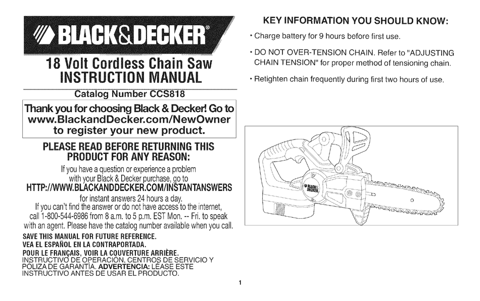 User manual Black & Decker CS1835 (English - 16 pages)