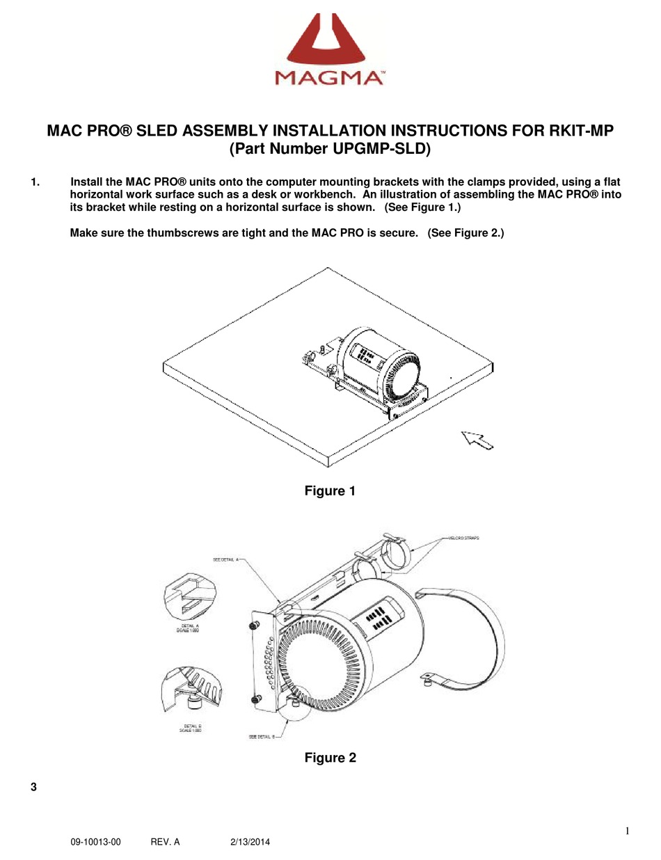 MAGMA MAC PRO SLED ASSEMBLY/INSTALLATION INSTRUCTIONS Pdf Download