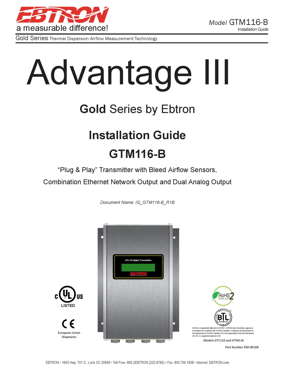 EBTRON ADVANTAGE III GOLD SERIES INSTALLATION MANUAL Pdf Download