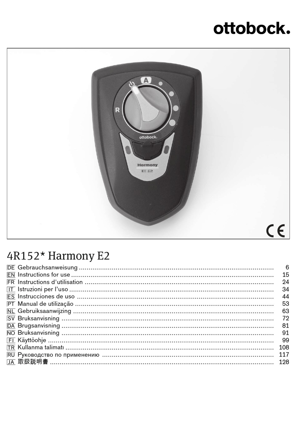 Otto Bock Harmony E2 4r152 Instructions For Use Manual Pdf Download Manualslib