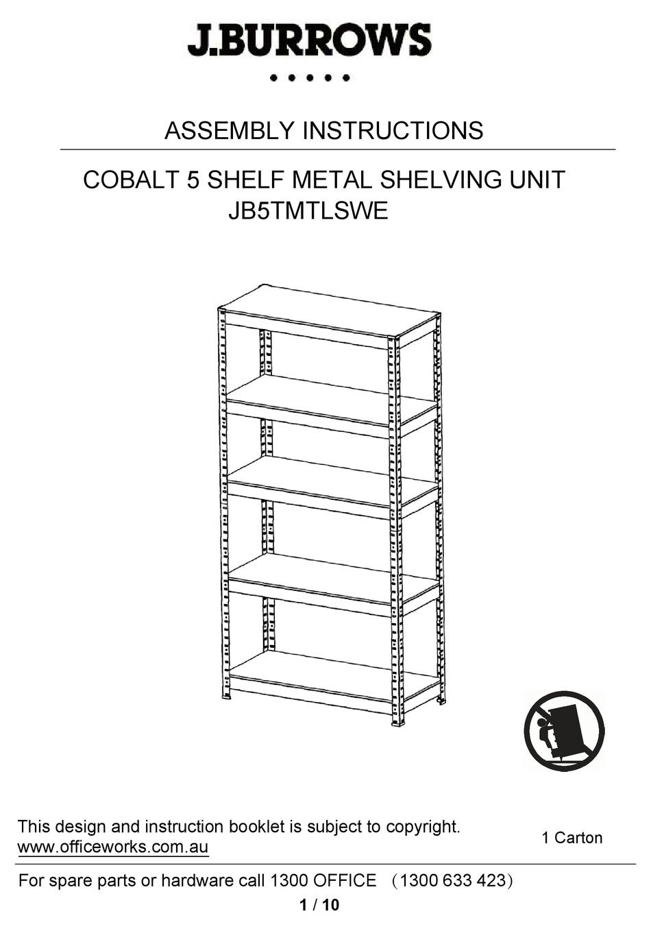 J.BURROWS COBALT JB5TMTLSWE ASSEMBLY INSTRUCTIONS MANUAL Pdf Download