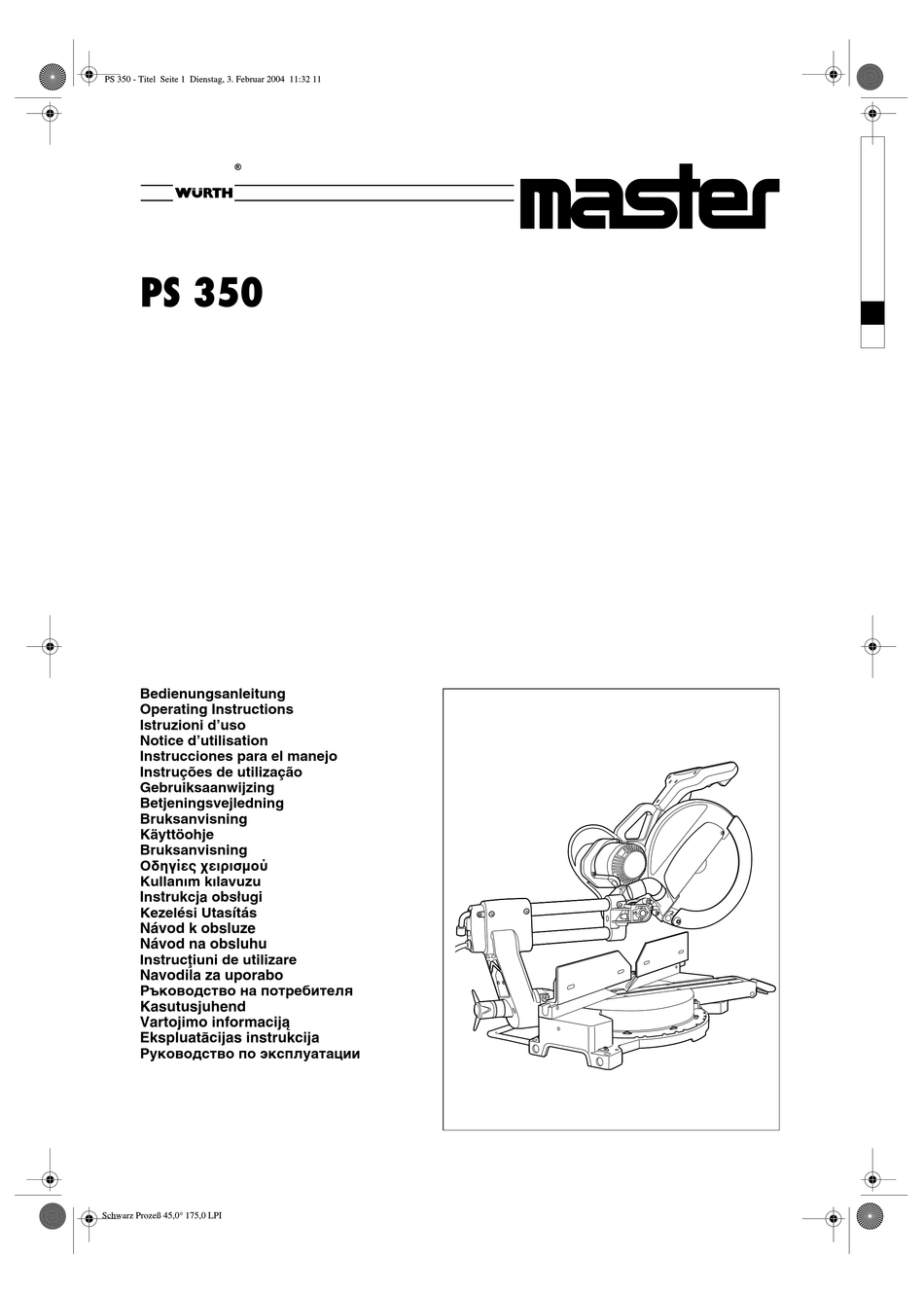 WÜRTH MASTER PS 350 OPERATING INSTRUCTIONS MANUAL Pdf Download | ManualsLib