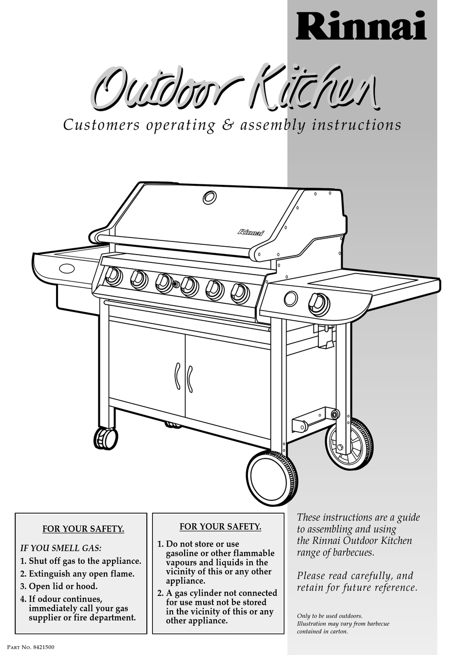 RINNAI OUTDOOR KITCHEN SERIES ASSEMBLY INSTRUCTIONS MANUAL Pdf Download