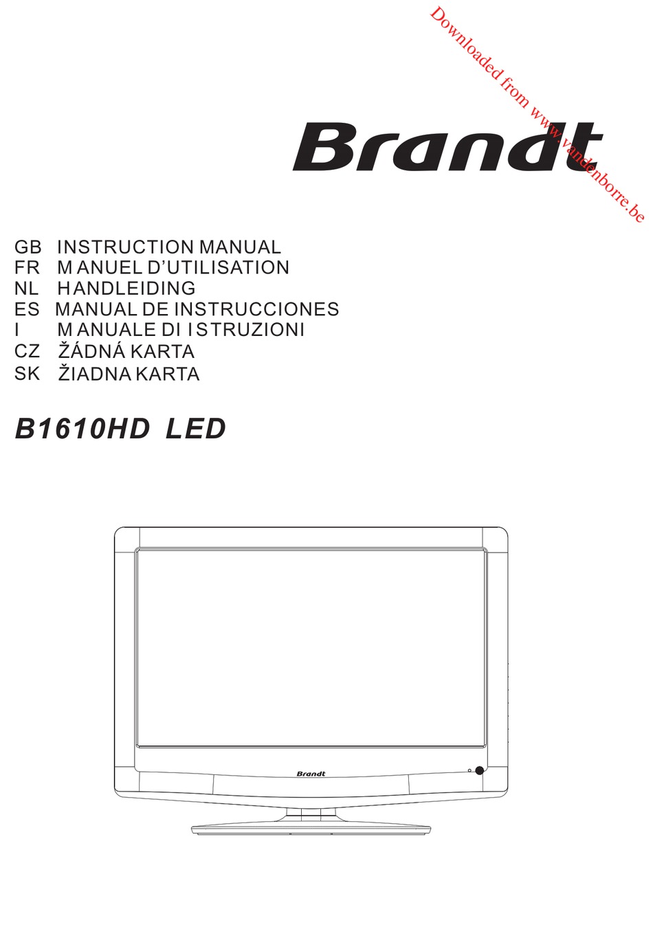 BRANDT B1610HD LED INSTRUCTION MANUAL Pdf Download | ManualsLib