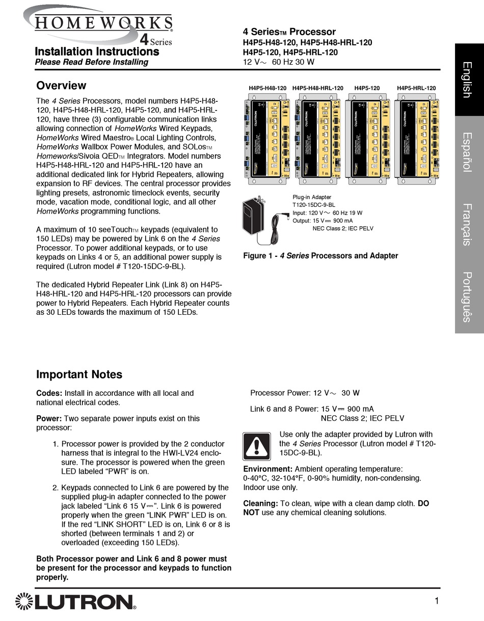 lutron homeworks 4 series processor manual