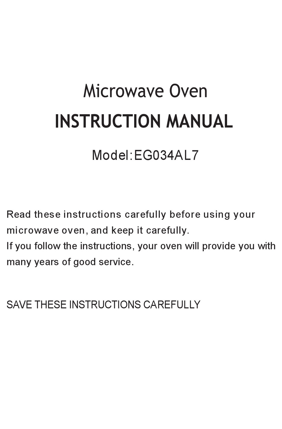 OSTER EG034AL7 INSTRUCTION MANUAL Pdf Download | ManualsLib