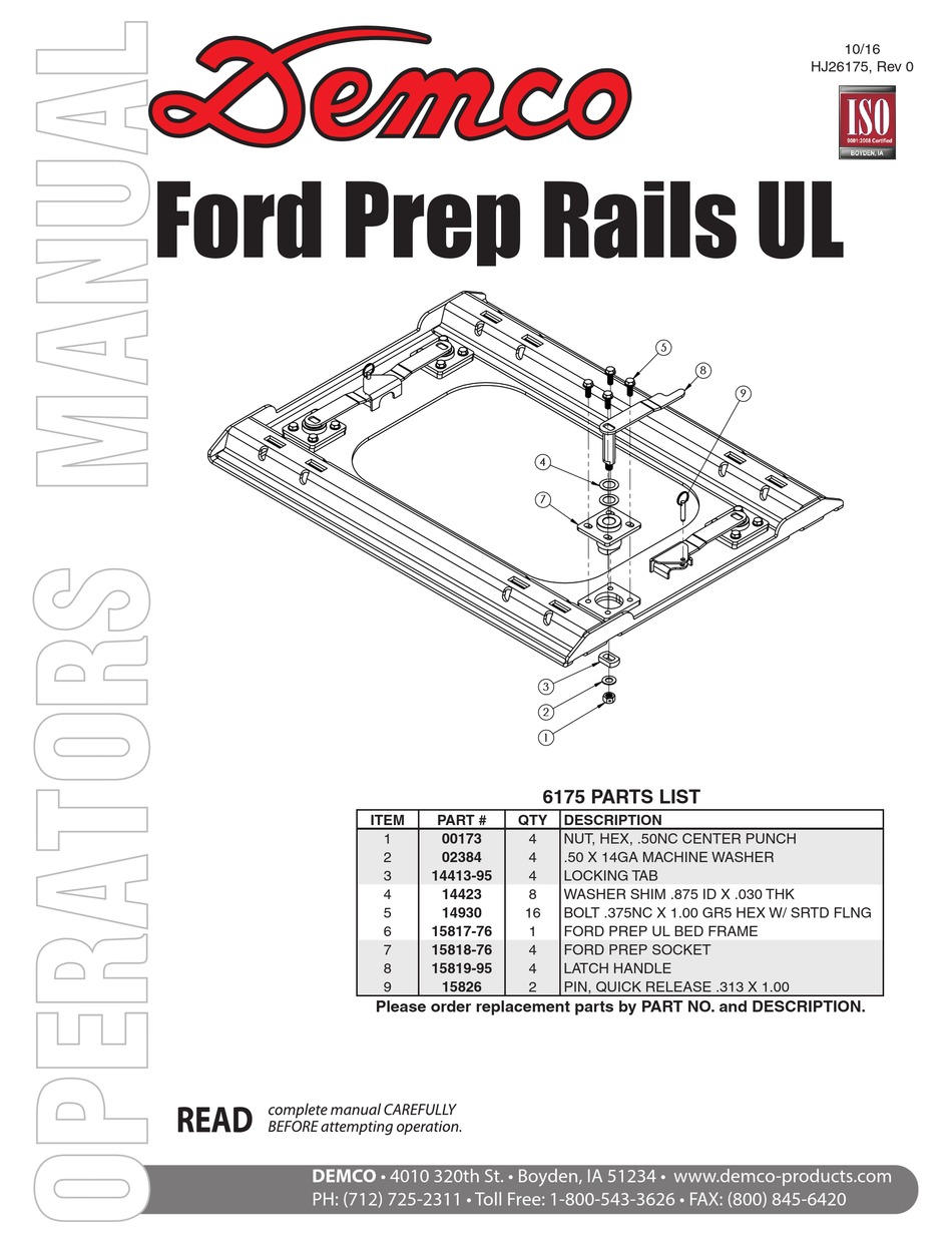 DEMCO 6175 OPERATOR'S MANUAL Pdf Download ManualsLib