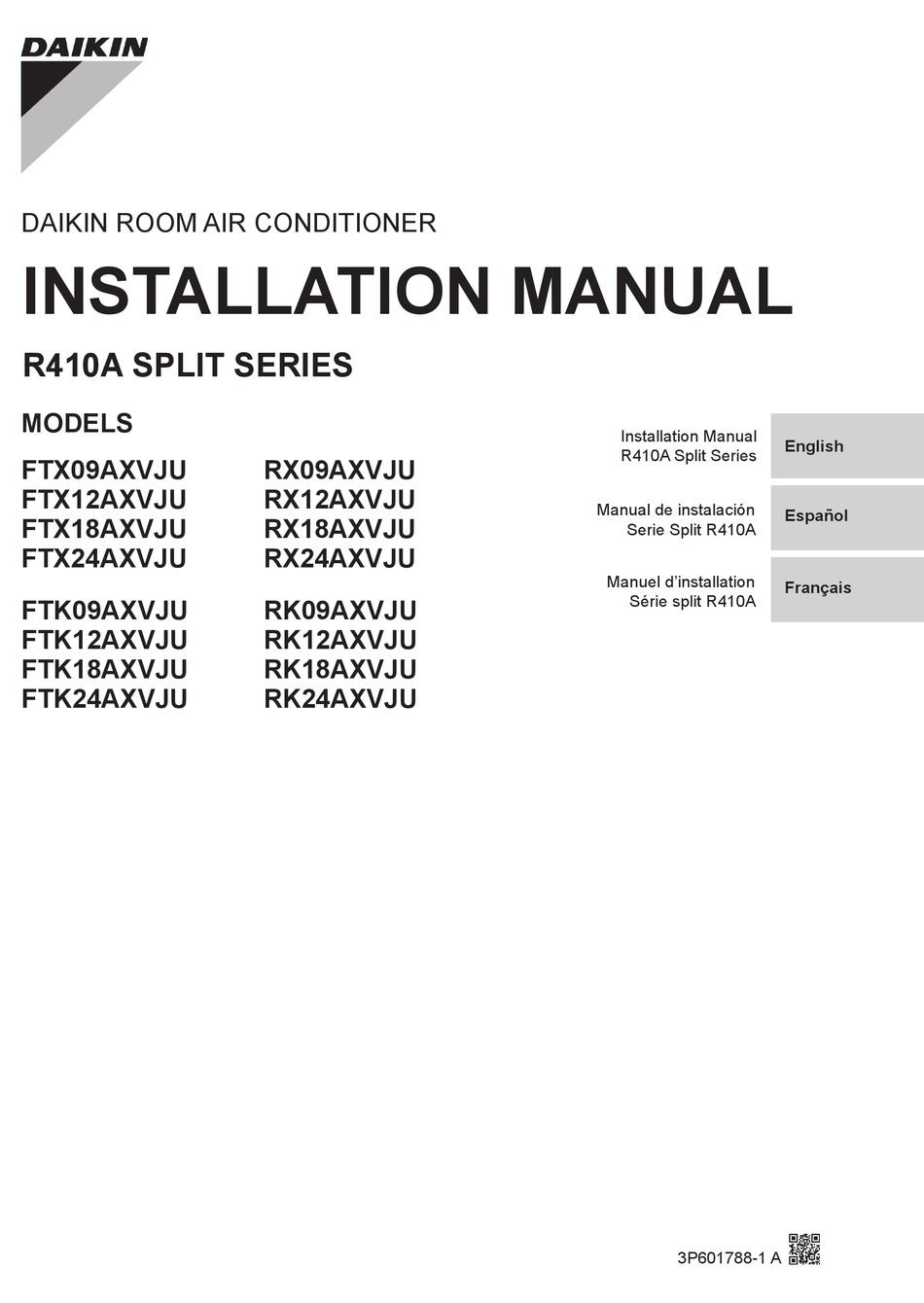 DAIKIN FTX09AXVJU INSTALLATION MANUAL Pdf Download | ManualsLib