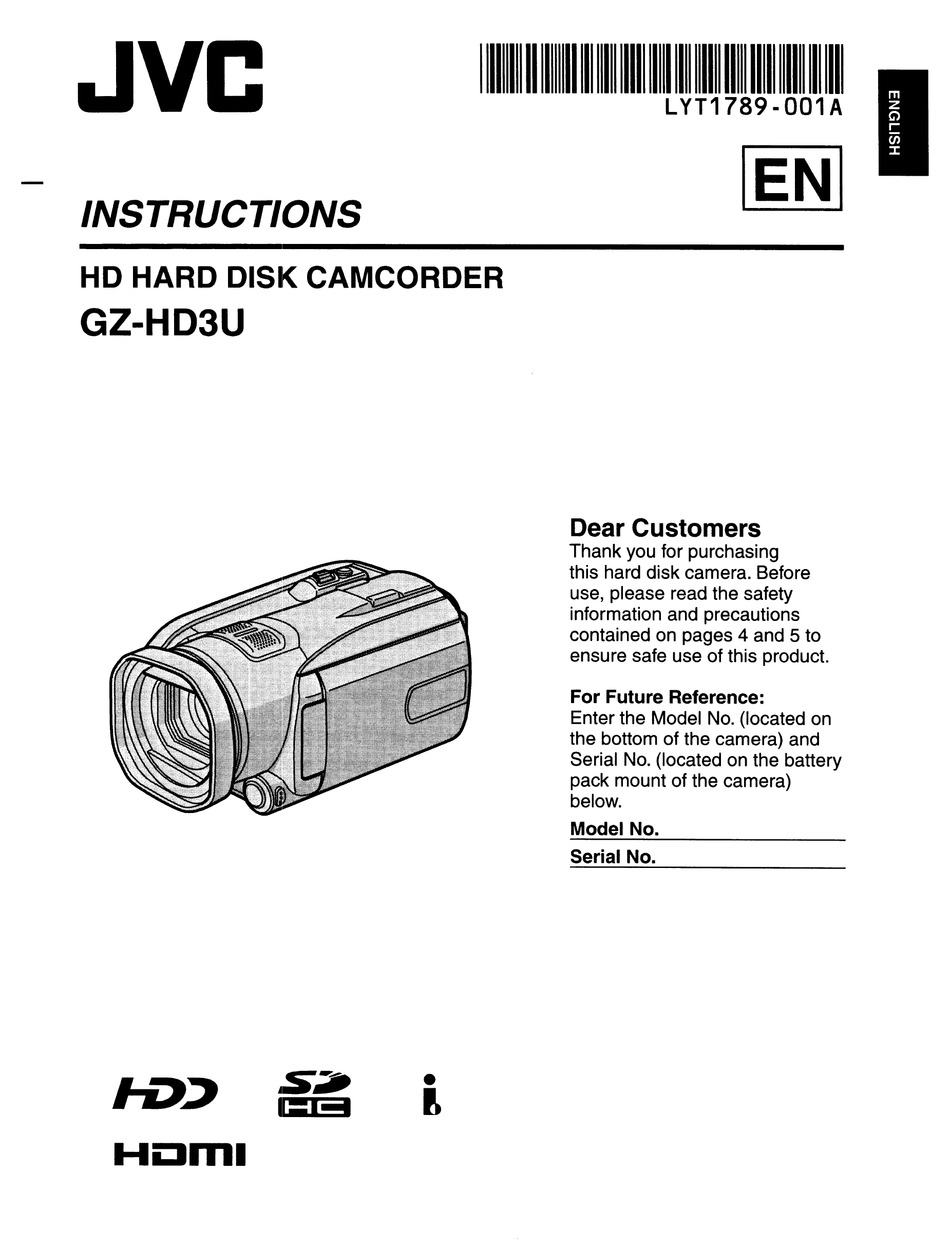 JVC GZHD3U INSTRUCTIONS MANUAL Pdf Download ManualsLib