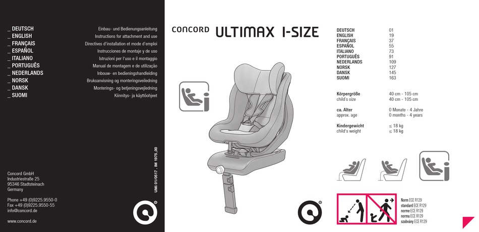 CONCORD ULTIMAX I-SIZE INSTRUCTION FOR ATTACHMENT AND USE Pdf Download ...