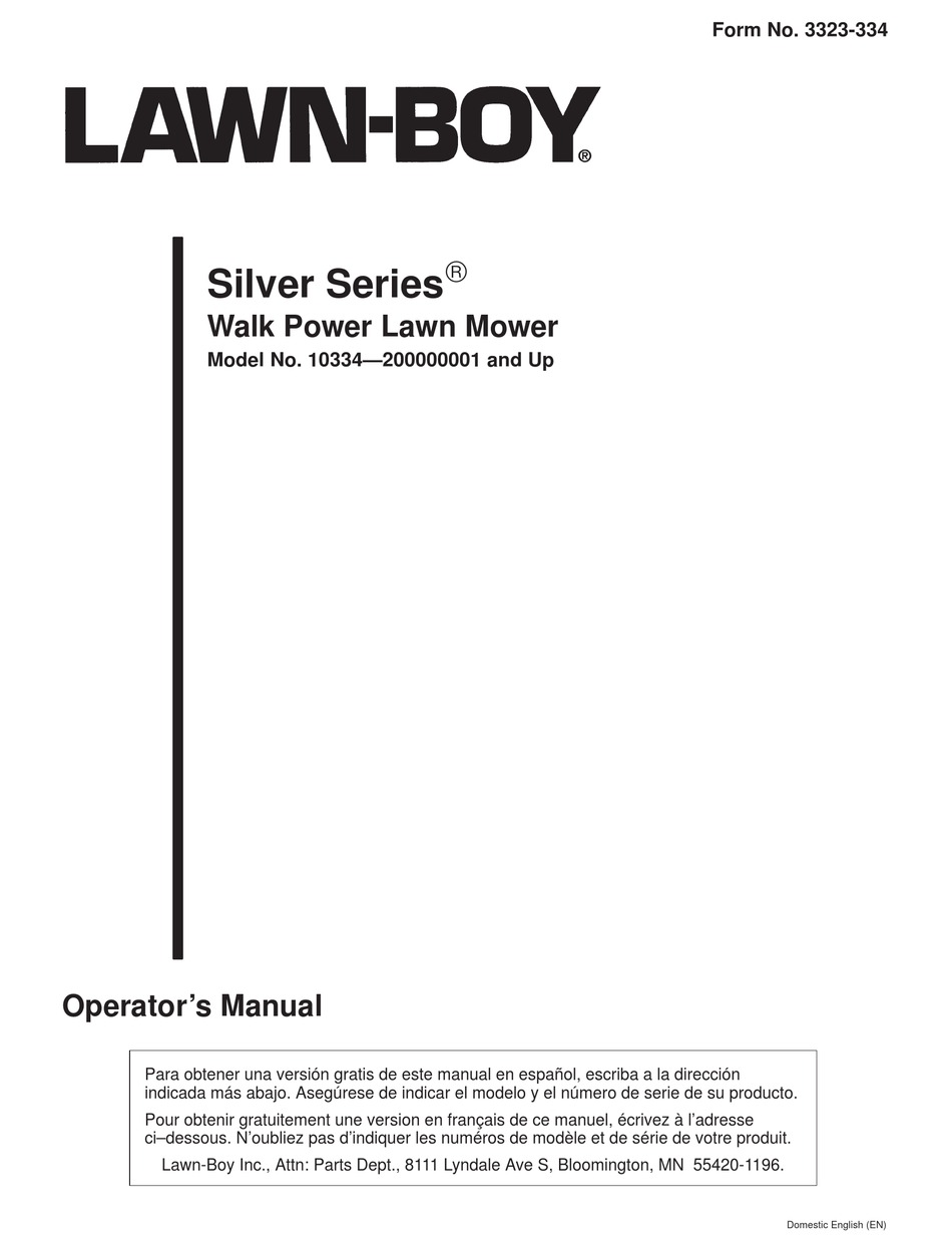 LAWNBOY SILVER SERIES OPERATOR