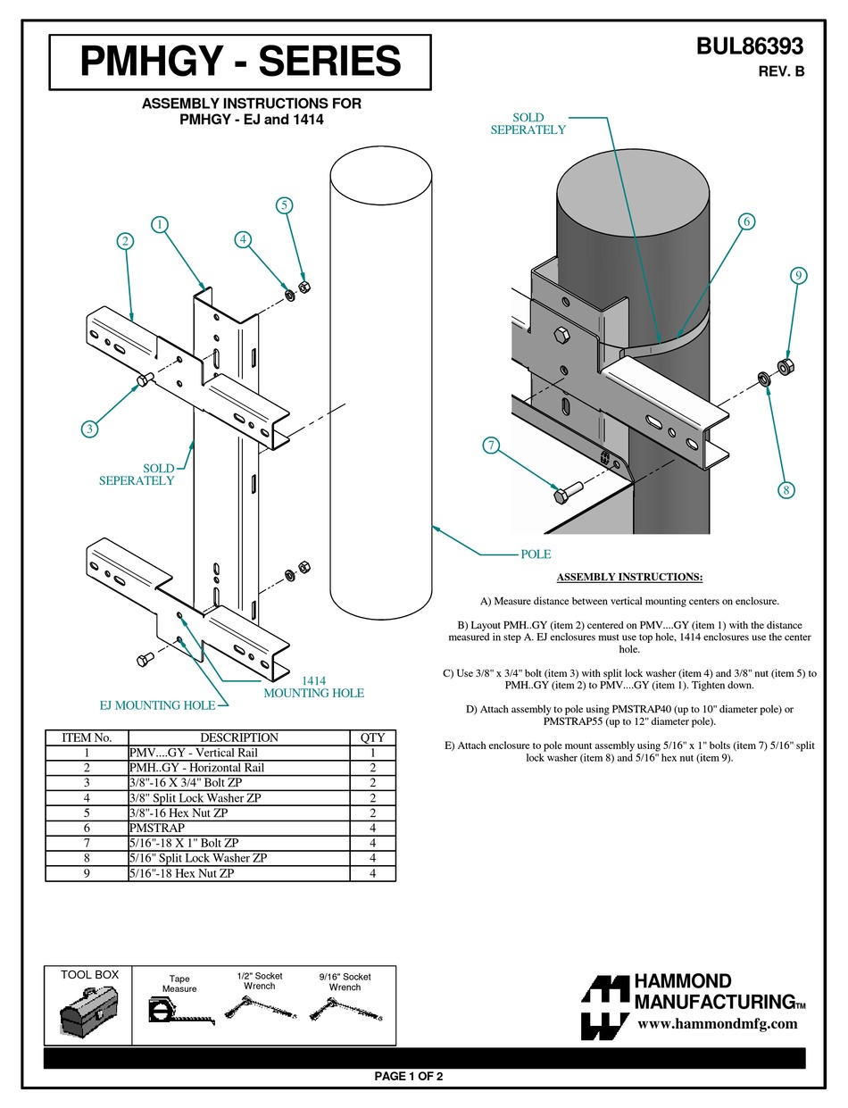 HAMMOND MANUFACTURING PMHGY SERIES ASSEMBLY INSTRUCTIONS Pdf Download