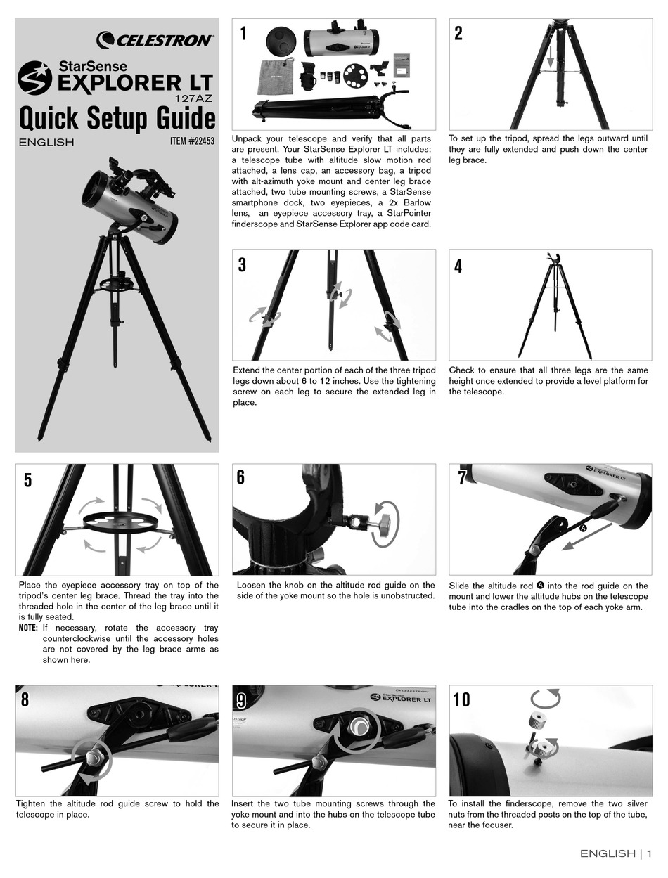 Celestron Starsense Explorer Lt 127 Az Quick Setup Manual Pdf Download Manualslib