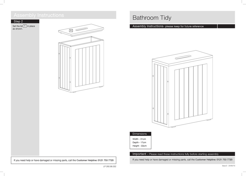ARGOS HOME TIDY BATHROOM ASSEMBLY INSTRUCTIONS Pdf Download ManualsLib