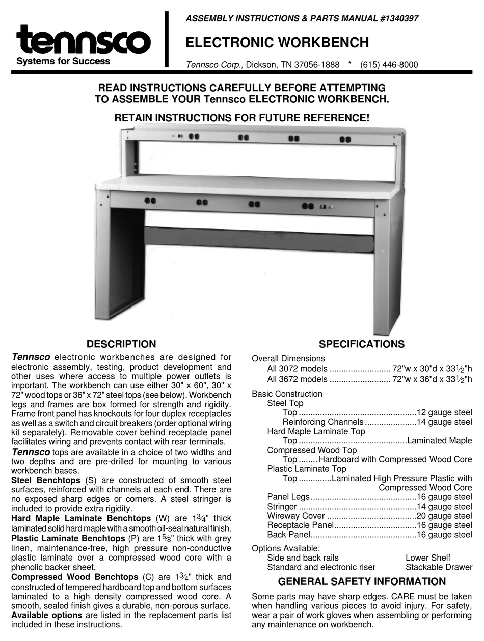 TENNSCO 3072 ASSEMBLY INSTRUCTIONS/PARTS MANUAL Pdf Download ManualsLib