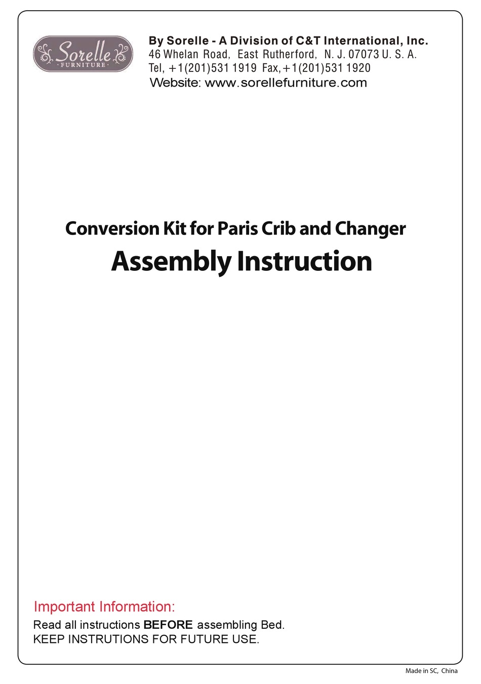 sorelle crib conversion instructions