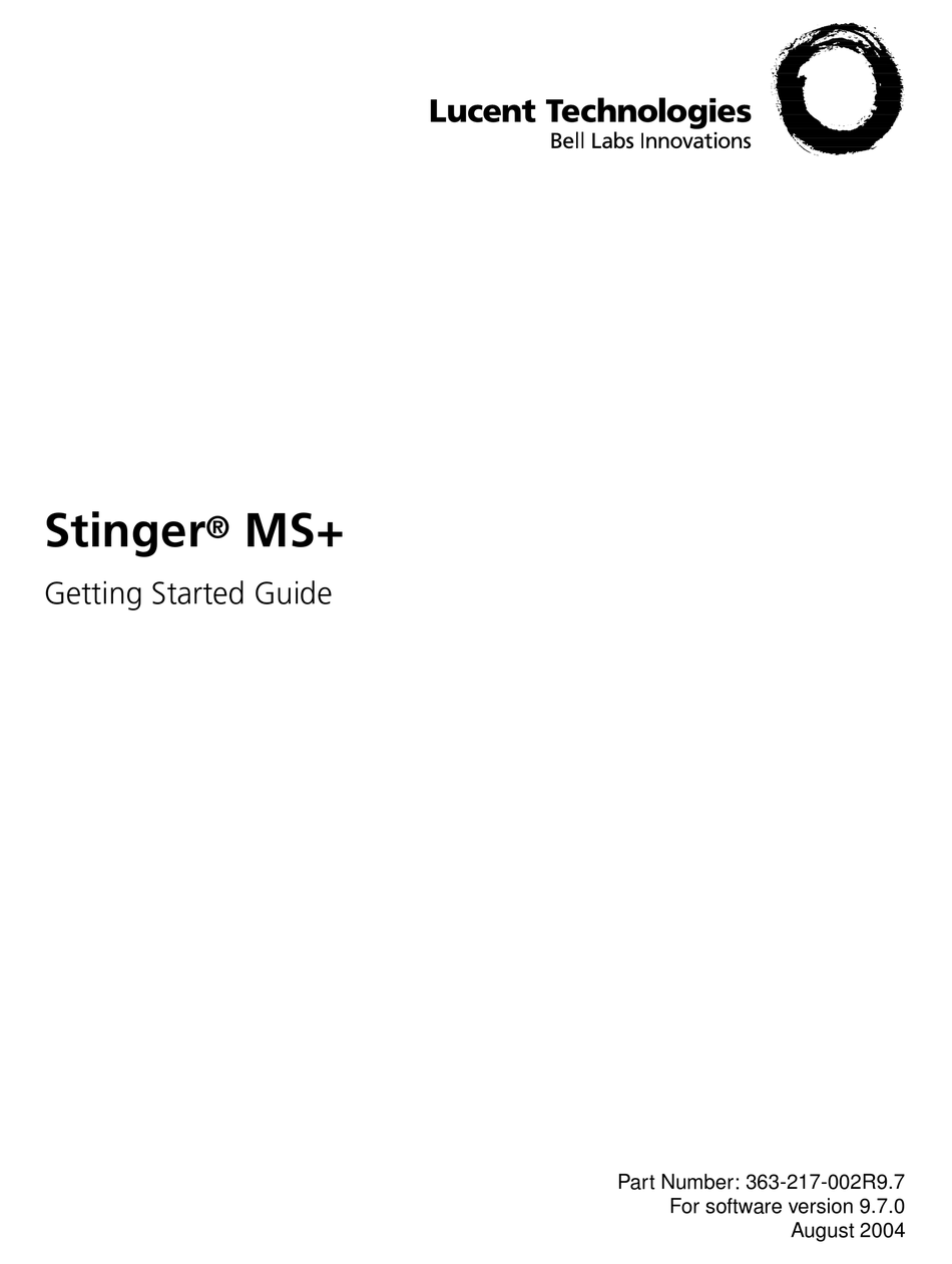 BELL LABS INNOVATIONS LUCENT TECHNOLOGIES STINGER MS+ GETTING STARTED