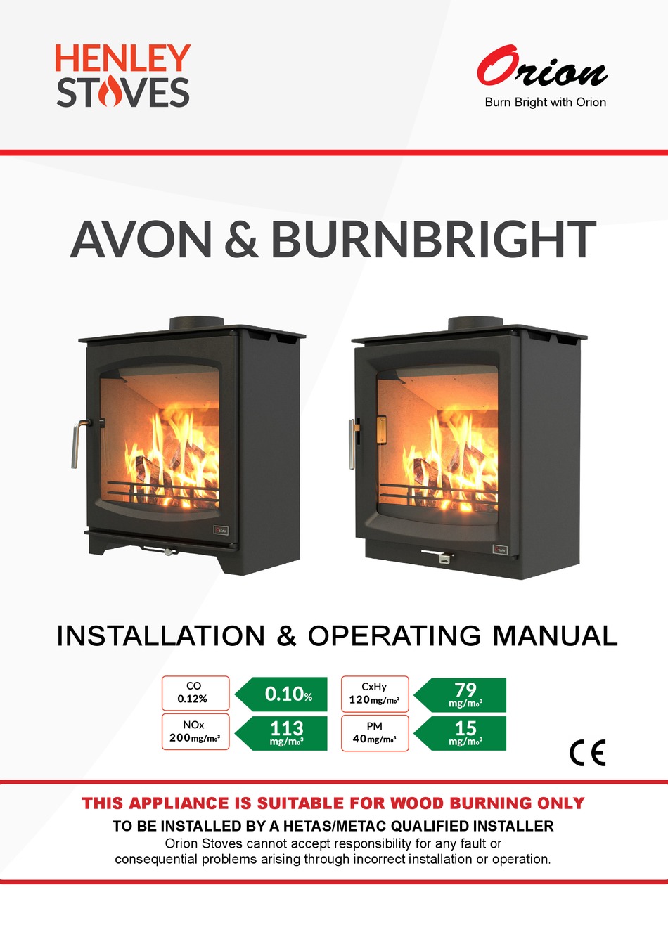 HENLEY STOVES ORION AVON INSTALLATION OPERATING MANUAL Pdf Download 