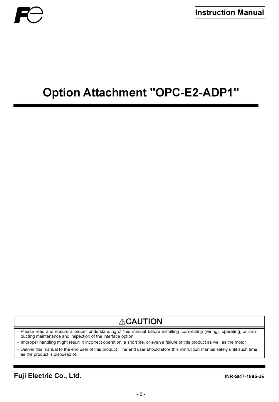 FUJI ELECTRIC OPC-E2-ADP1 MANUAL Pdf Download | ManualsLib