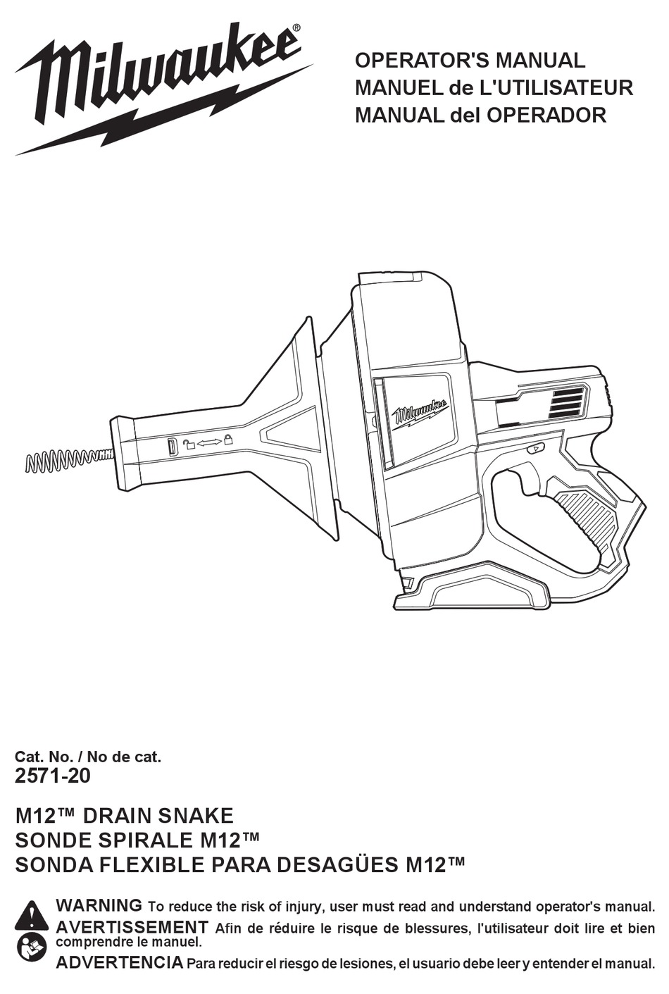 MILWAUKEE M12 DRAIN SNAKE OPERATOR'S MANUAL Pdf Download ManualsLib