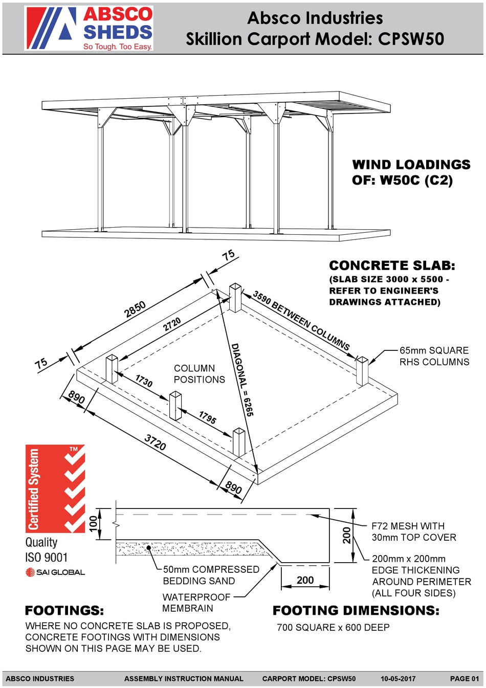 ABSCO SHEDS CPSW50 ASSEMBLY & INSTRUCTION MANUAL Pdf Download ManualsLib