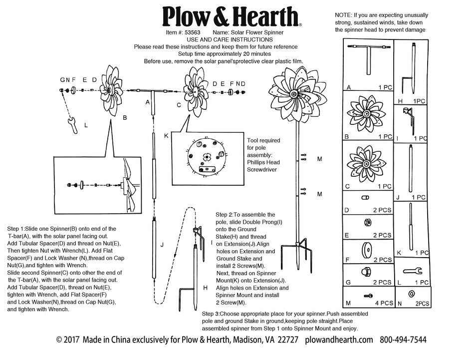 PLOW & HEARTH 53563 USE AND CARE INSTRUCTIONS Pdf Download | ManualsLib