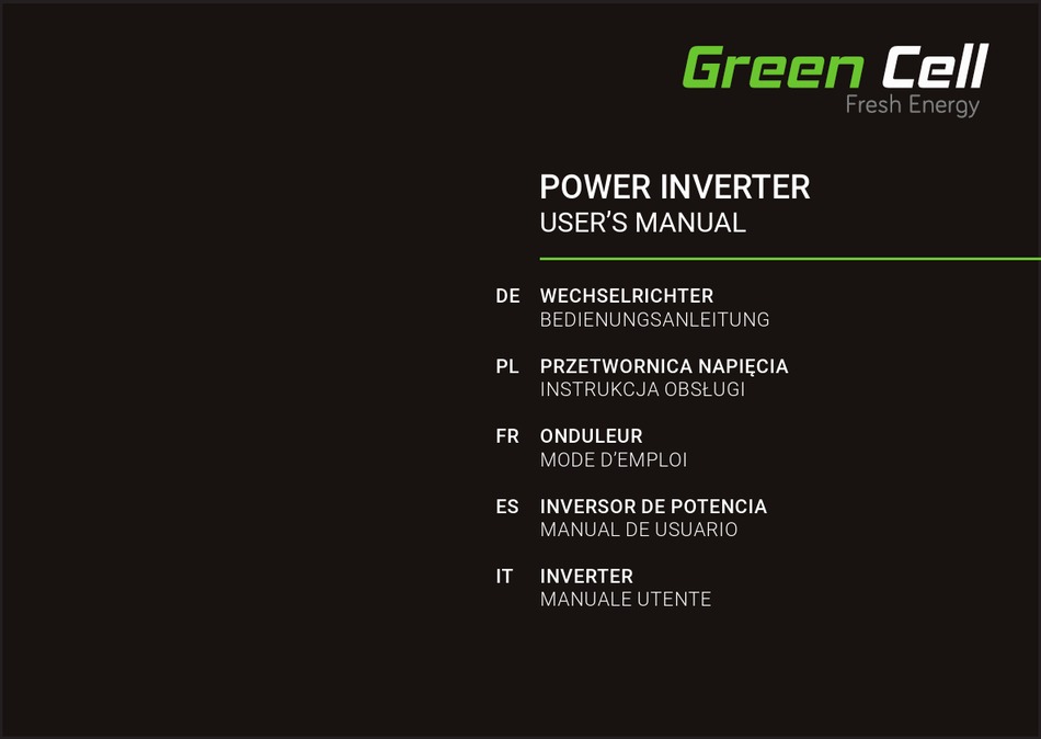 GREEN CELL POWER INVERTER USER MANUAL Pdf Download ManualsLib