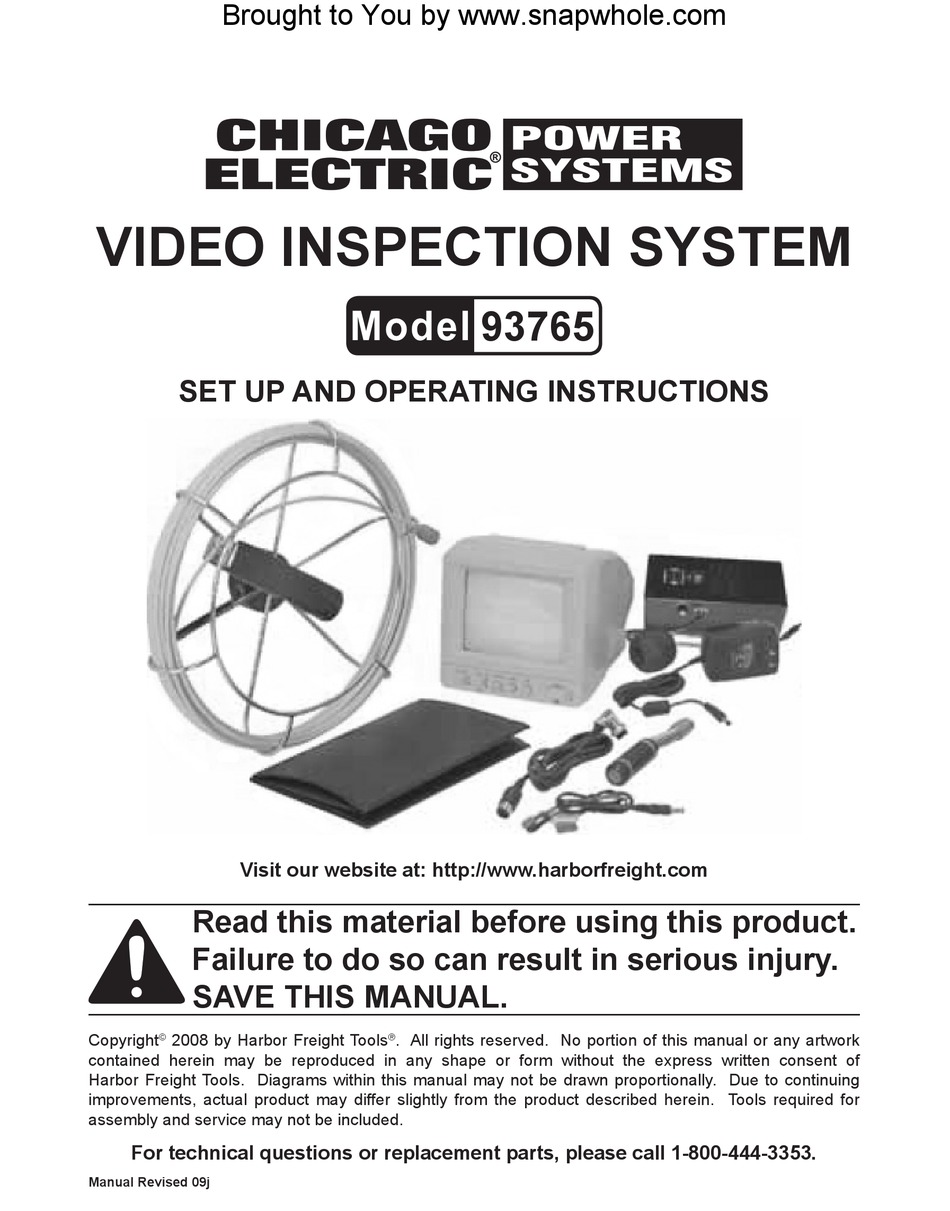 CHICAGO ELECTRIC 93765 SET UP AND OPERATING INSTRUCTIONS MANUAL Pdf