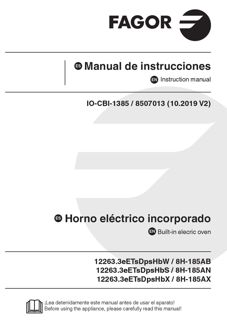 FAGOR 8H-185AB INSTRUCTION MANUAL Pdf Download | ManualsLib
