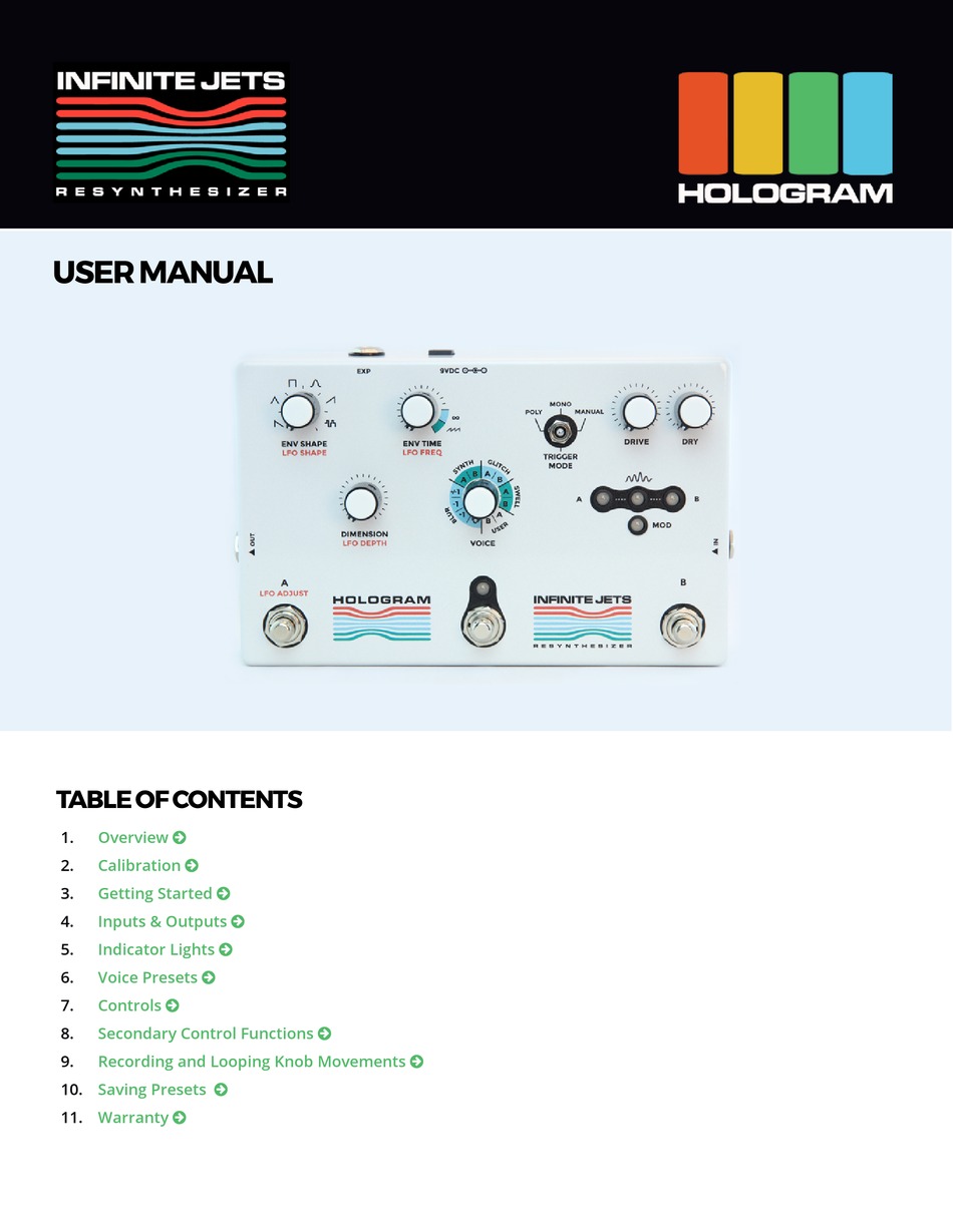 HOLOGRAM INFINITE JETS USER MANUAL Pdf Download ManualsLib