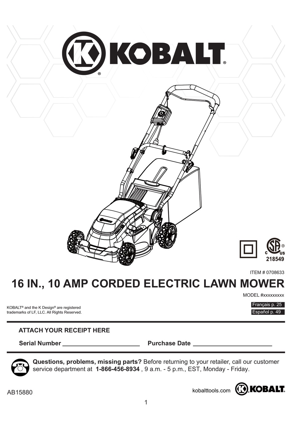 KOBALT 0708633 MANUAL Pdf Download ManualsLib