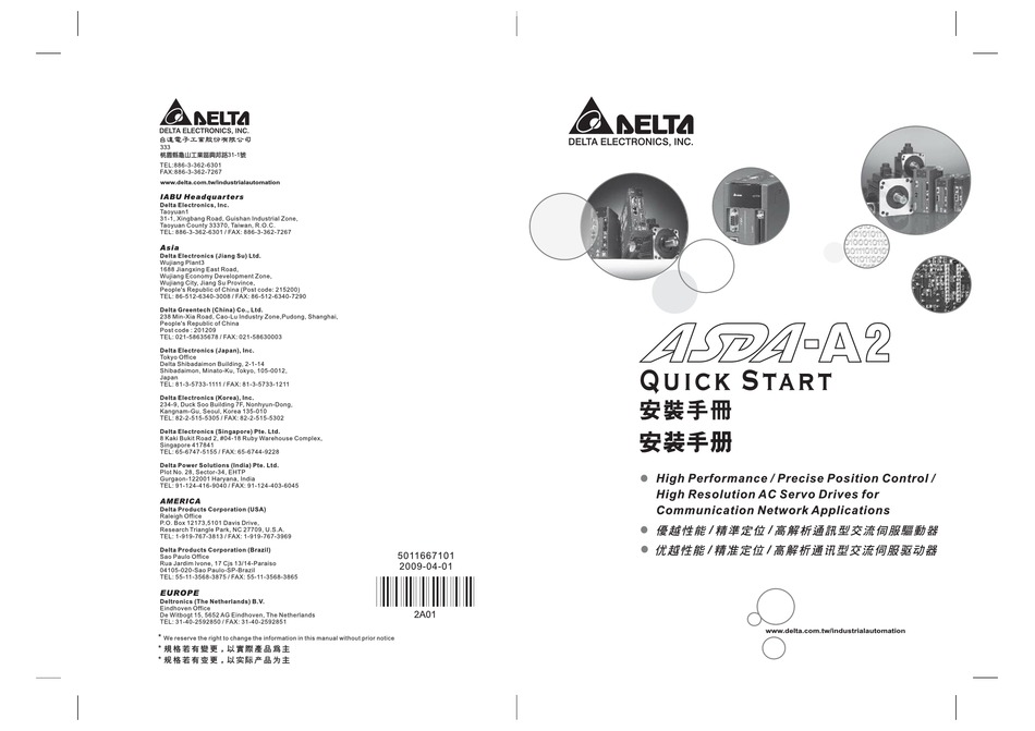 DELTA ASDAA2 QUICK START MANUAL Pdf Download ManualsLib