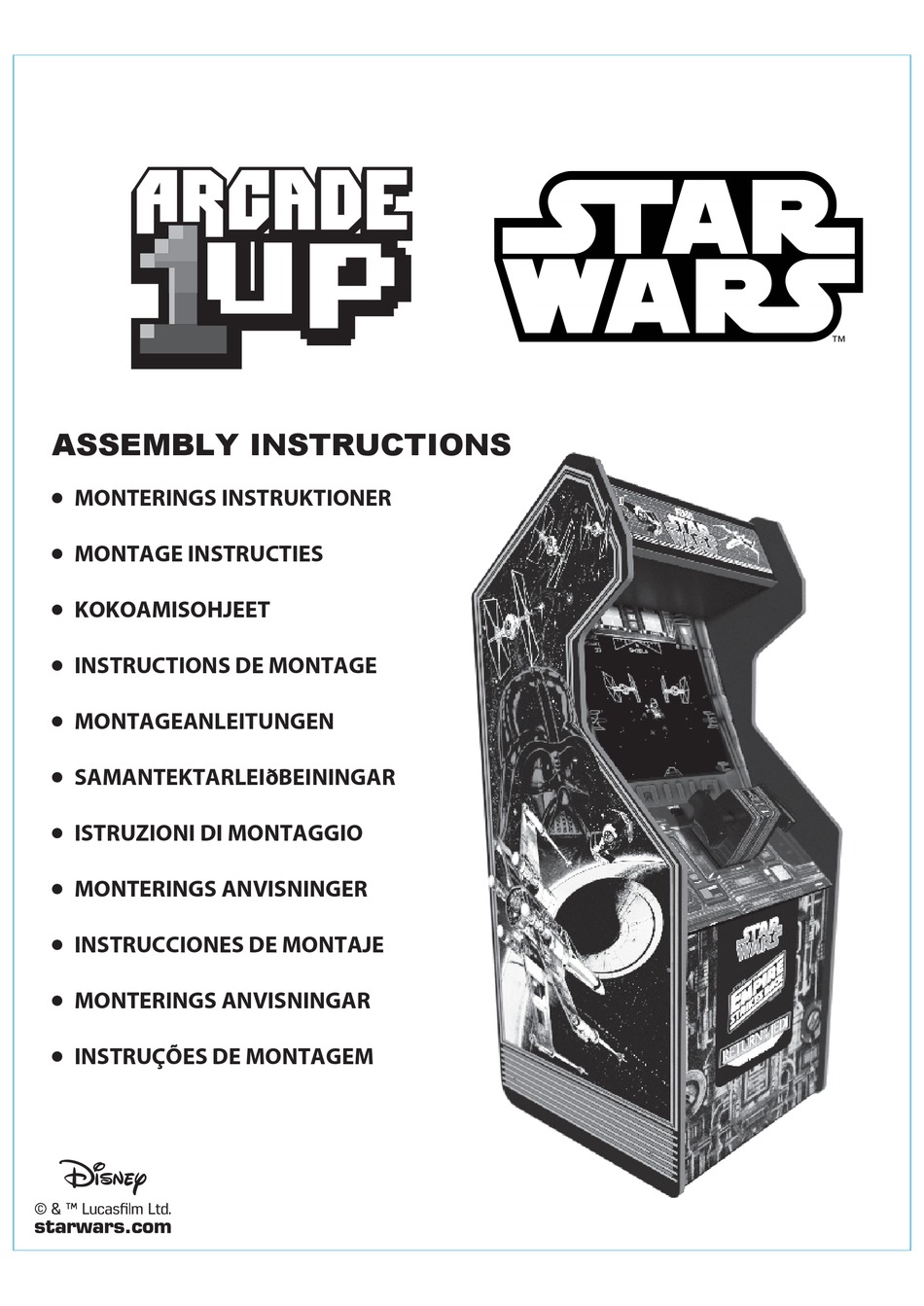 ARCADE1UP STARWARS ASSEMBLY INSTRUCTIONS MANUAL Pdf Download ManualsLib