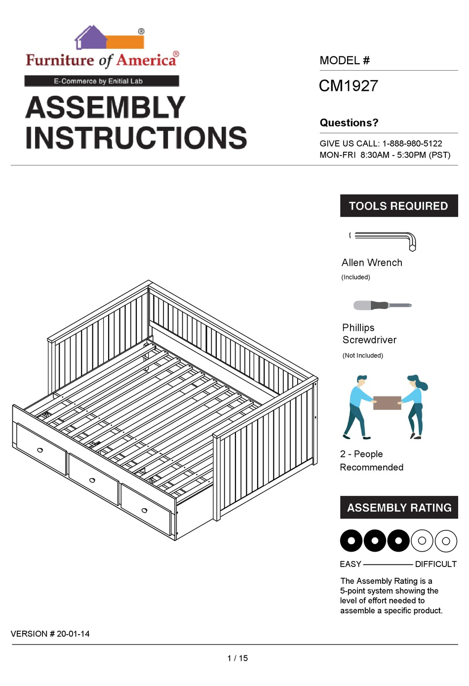 FURNITURE OF AMERICA CM1927 ASSEMBLY INSTRUCTIONS MANUAL Pdf Download