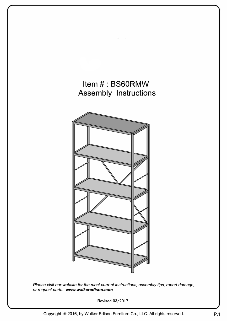 WALKER EDISON BS60RMW ASSEMBLY INSTRUCTIONS MANUAL Pdf Download