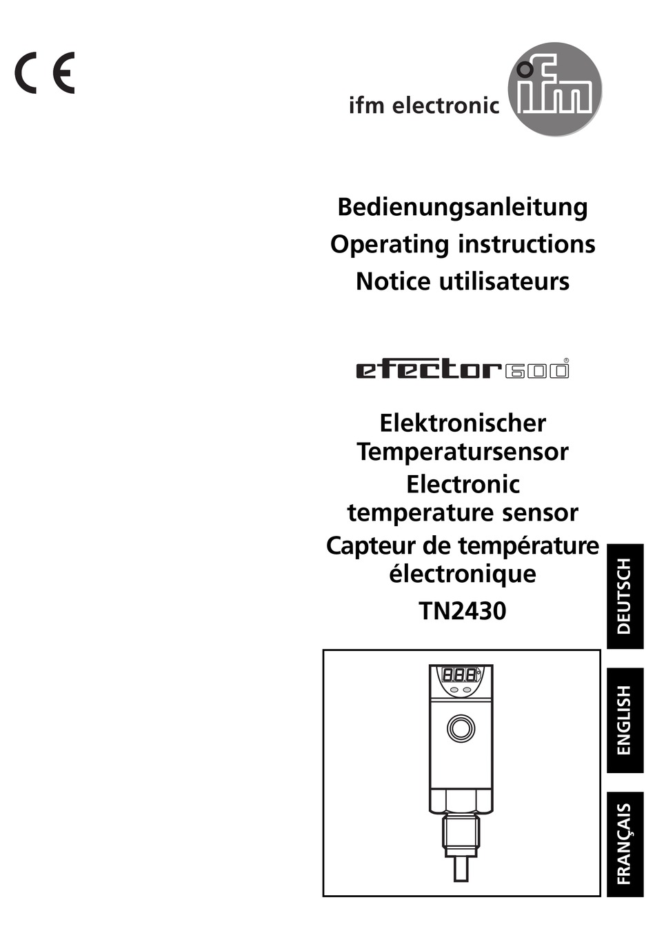 IFM ELECTRONIC EFECTOR 600 TN2430 OPERATING INSTRUCTIONS MANUAL Pdf
