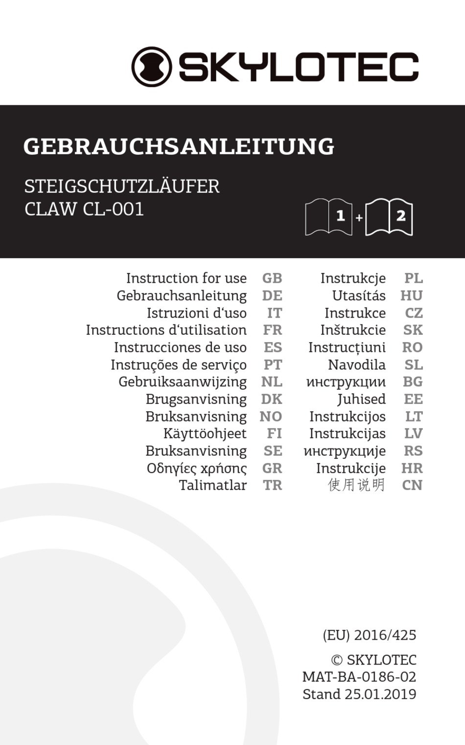 SKYLOTEC CLAW CL-001 INSTRUCTIONS FOR USE MANUAL Pdf Download 