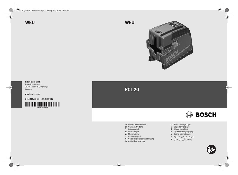 BOSCH PCL 20 ORIGINAL INSTRUCTIONS MANUAL Pdf Download | ManualsLib