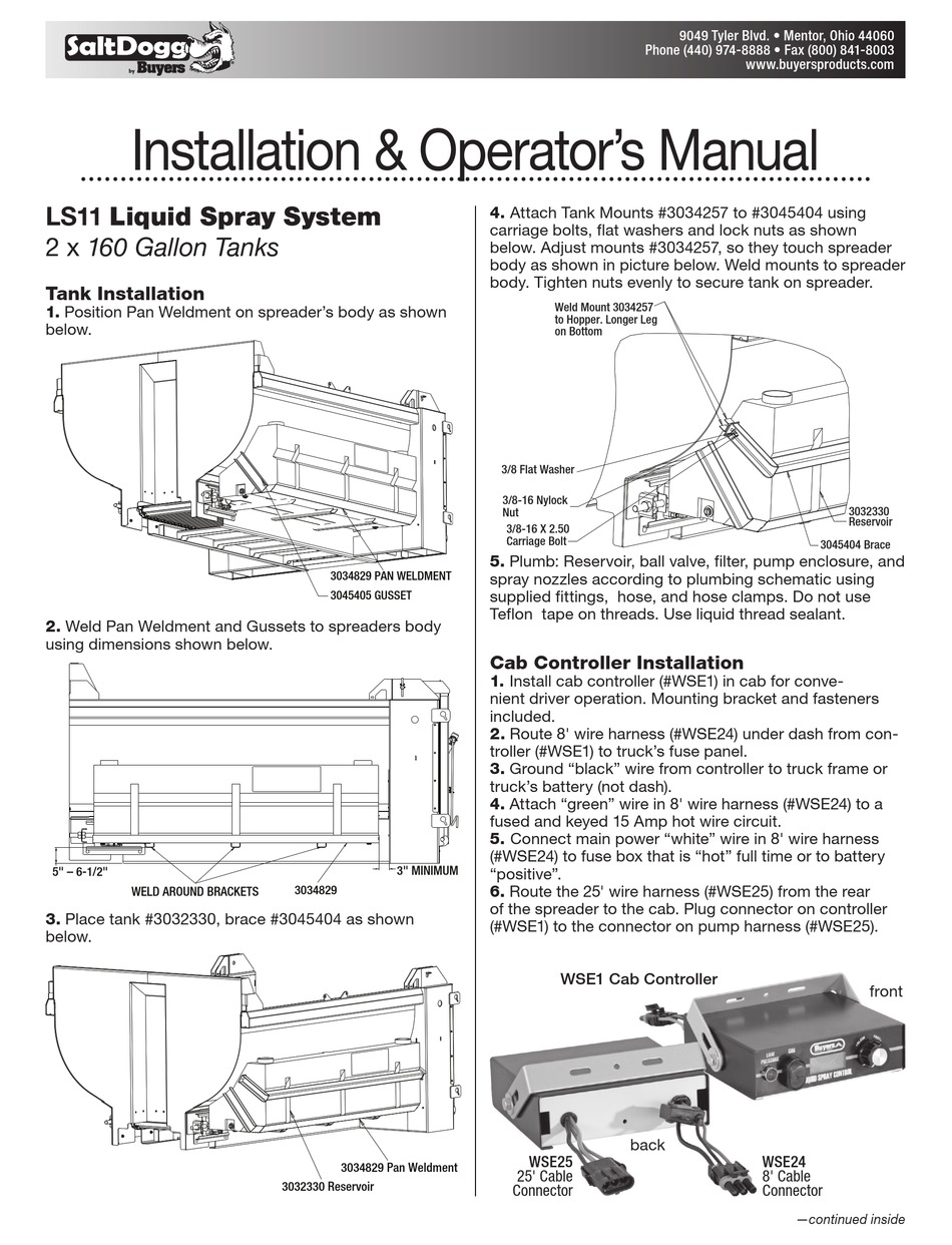 BUYERS SALTDOGG LS11 INSTALLATION & OPERATOR'S MANUAL Pdf Download