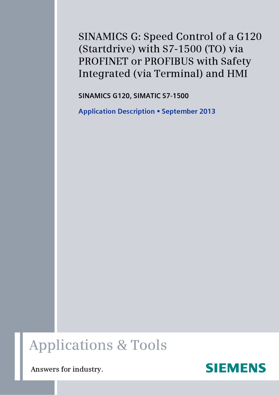 SIEMENS SINAMICS G120 APPLICATION DESCRIPTION Pdf Download | ManualsLib