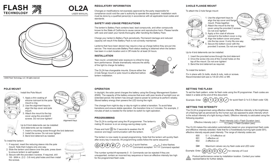 FLASH TECHNOLOGY OL2A USER MANUAL Pdf Download ManualsLib