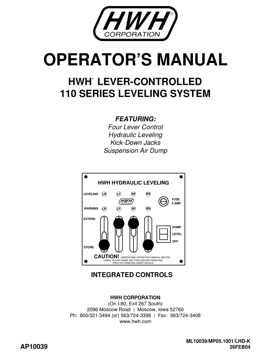 HWH 110 SERIES OPERATOR'S MANUAL Pdf Download | ManualsLib