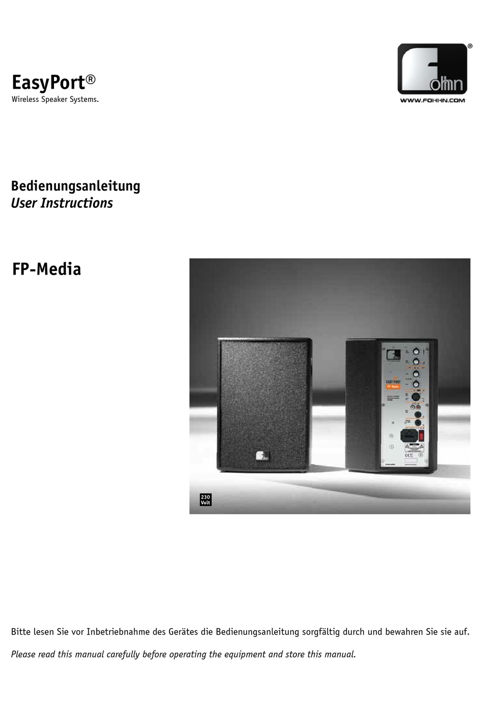 FOHHN EASYPORT FP-MEDIA USER INSTRUCTIONS Pdf Download | ManualsLib