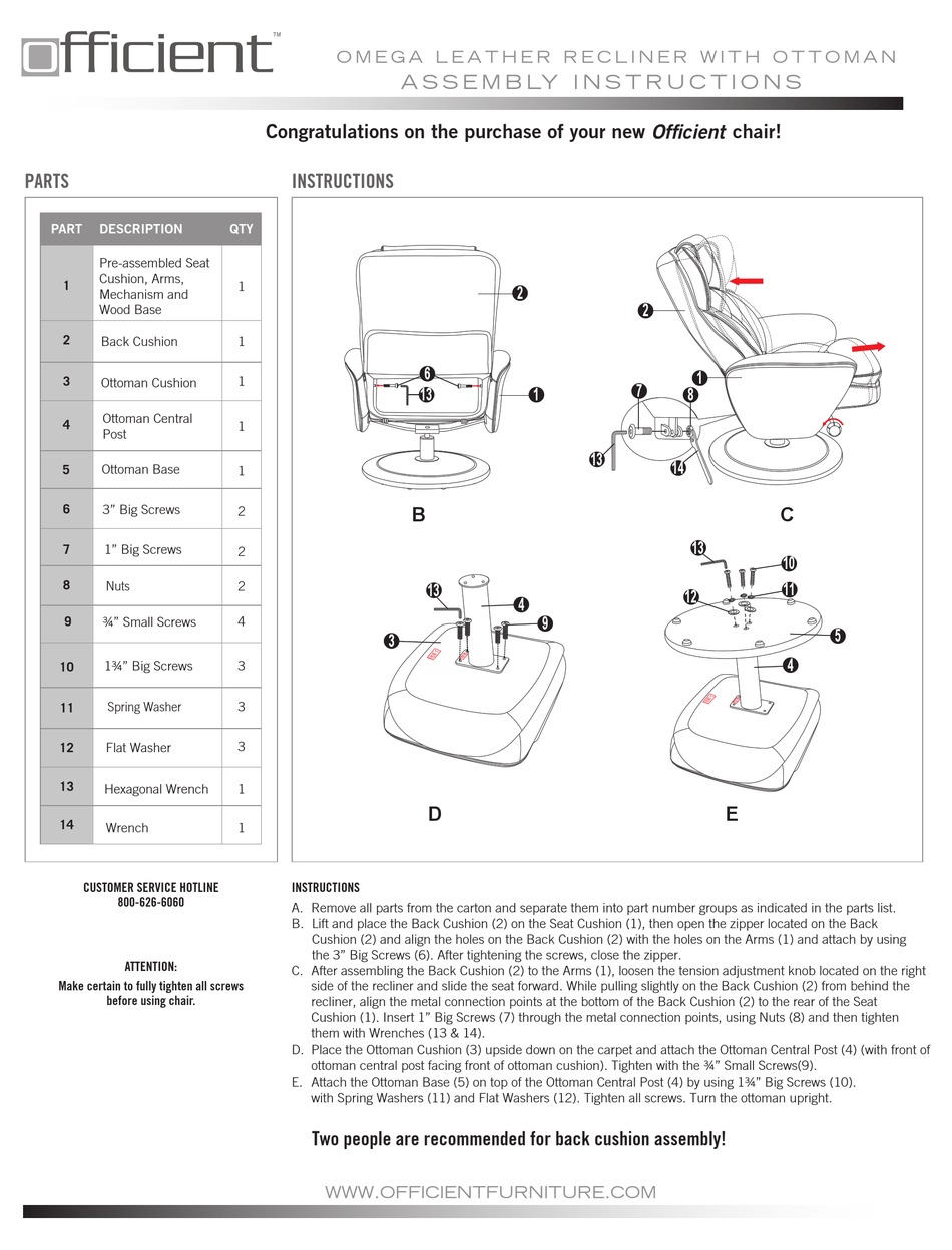 OFFICIENT OMEGA ASSEMBLY INSTRUCTIONS Pdf Download | ManualsLib