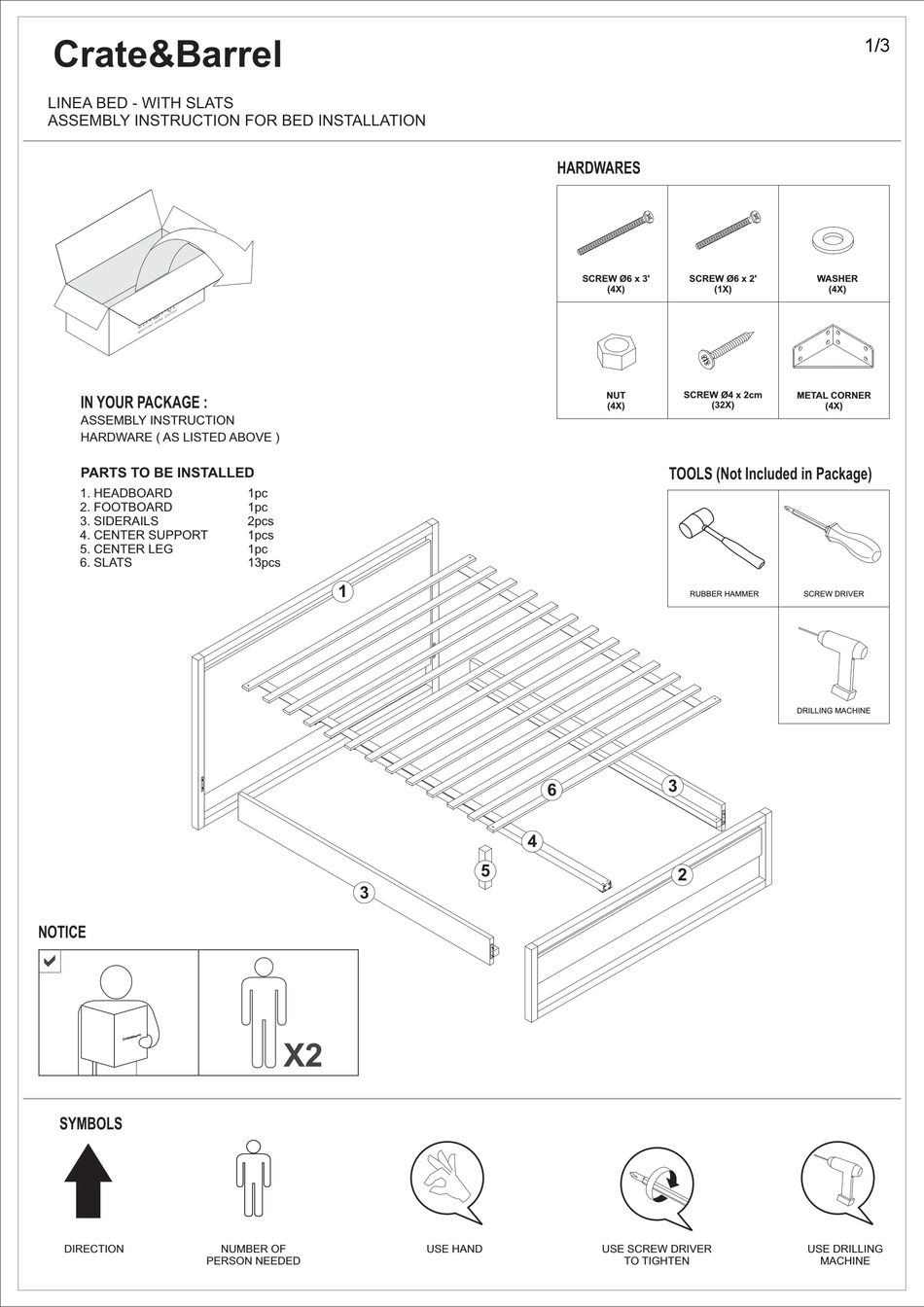 Crate Barrel Linea Bed With Slats, Crate And Barrel Bed Frame Instructions