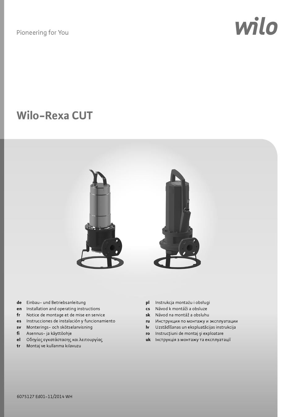 Bomba para aguas residuales - REXA PRO series - Wilo - eléctrica