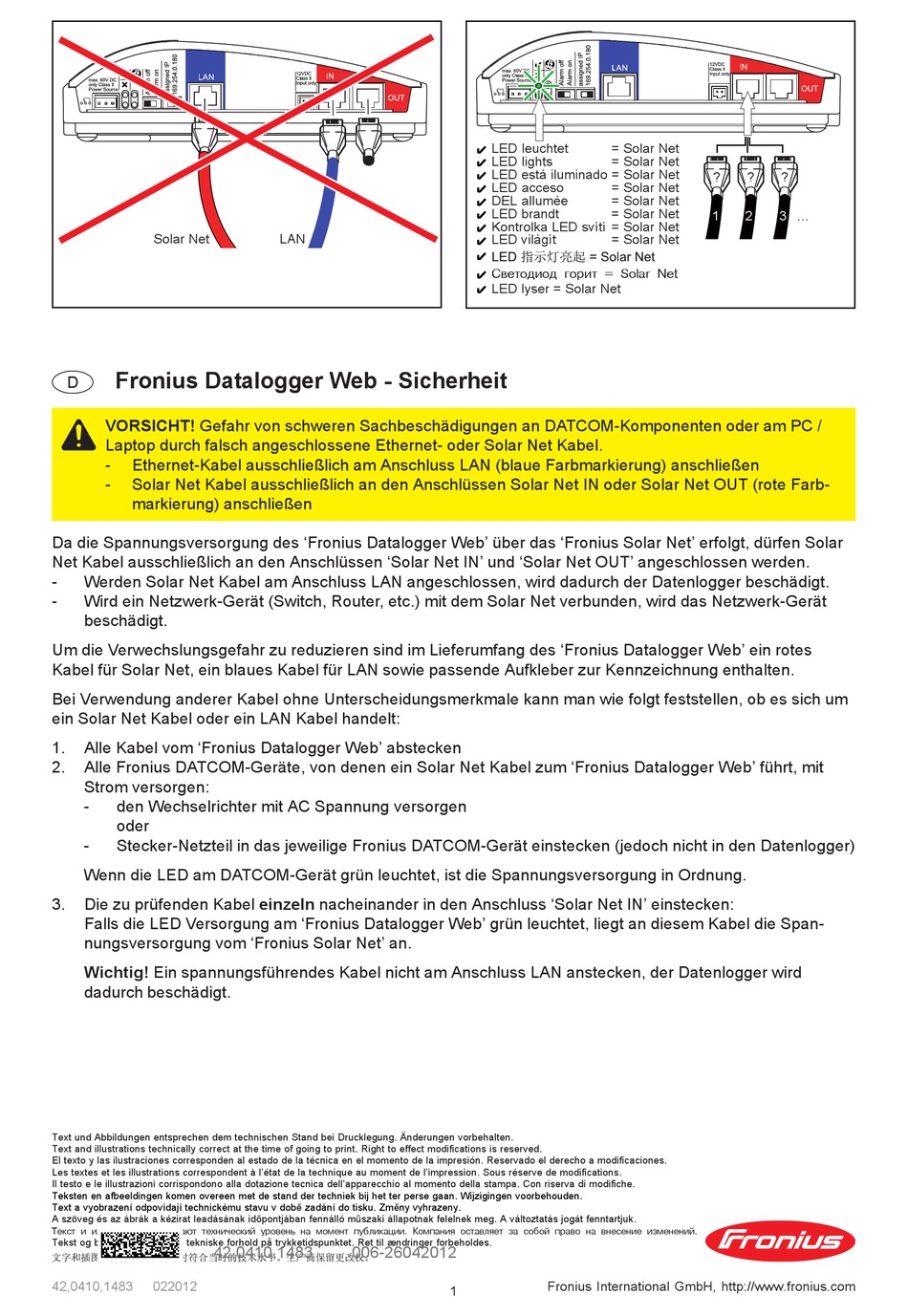 FRONIUS DATALOGGER WEB SAFETY INSTRUCTIONS Pdf Download ManualsLib