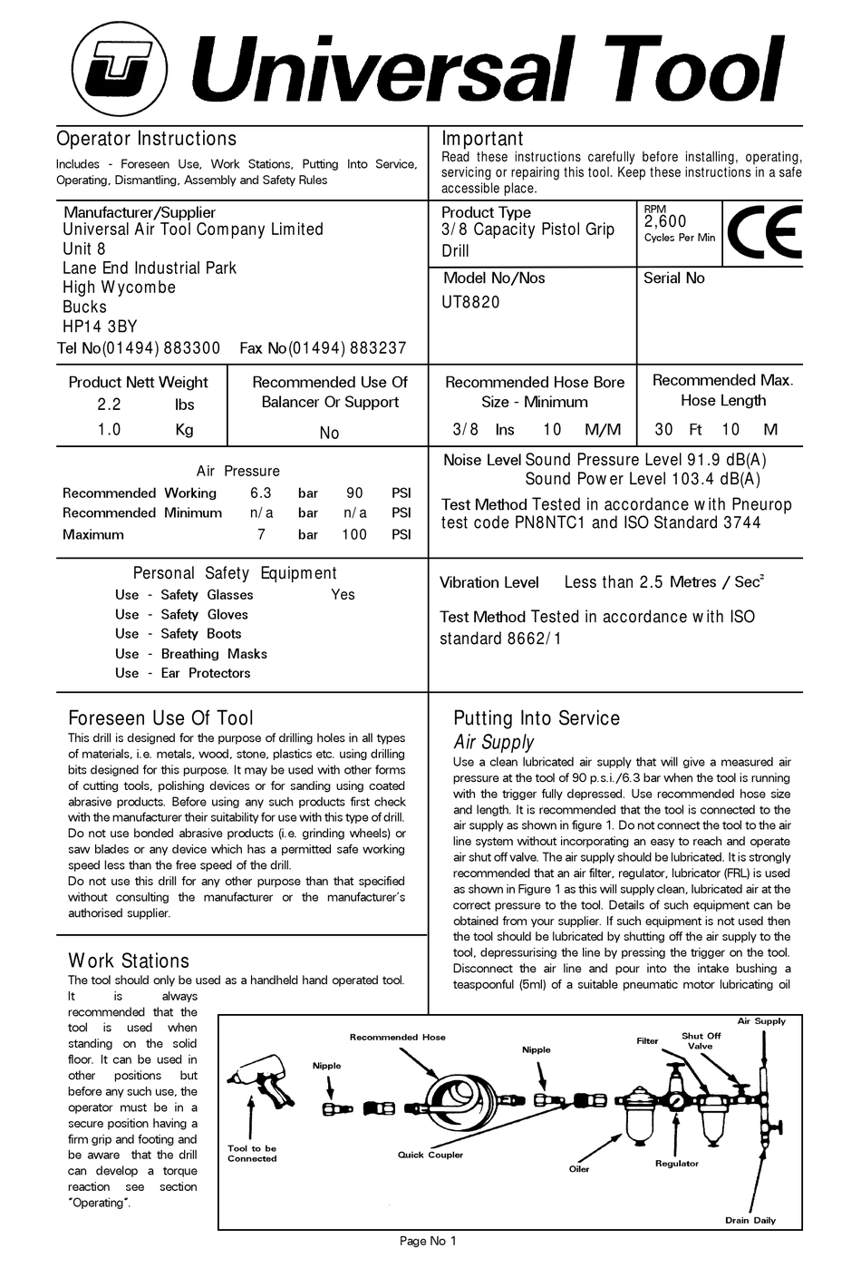UNIVERSAL TOOL UT8820 OPERATOR INSTRUCTIONS Pdf Download ManualsLib