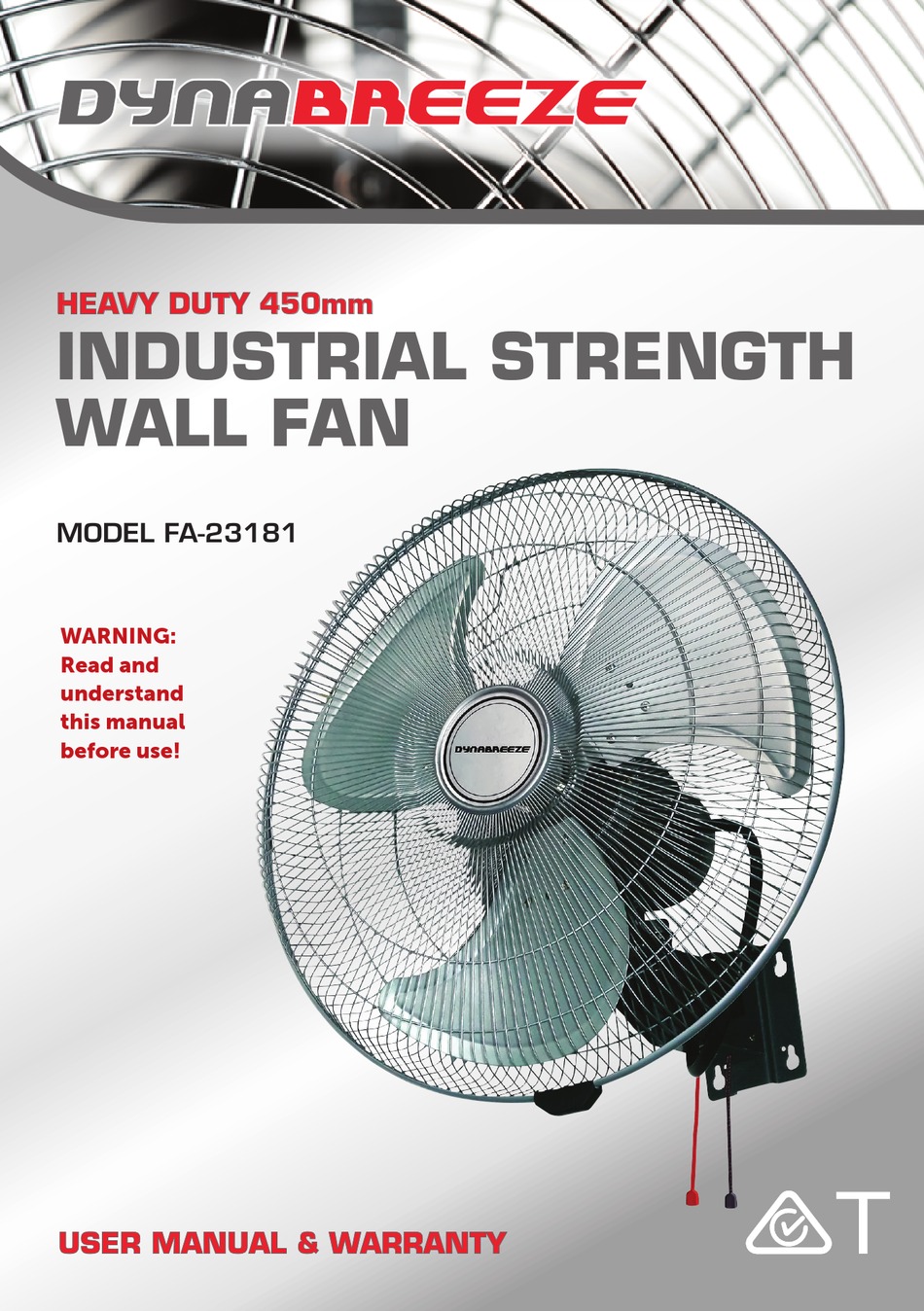 DYNABREEZE FA-23181 USER MANUAL 